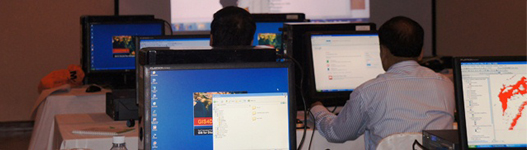 classroom with computers