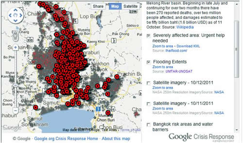 UNOSAT map on Thailand flood damage
