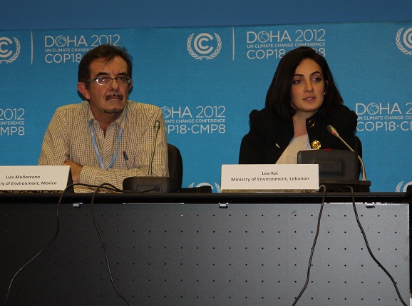Luis Muñozcano, Deputy Director General for Climate Change Projects, Ministry of Environment, Mexico; and Lea Kai Aboujaoude, National Coordinator TNA Project, Ministry of Environment, Lebanon