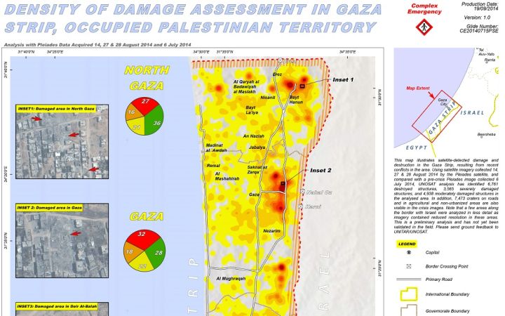 DENSITY OF DAMAGE ASSESSMENT IN GAZA STRIP, OCCUPIED PALESTINIAN TERRITORY Map of density damage assessment in Gaza Strip, Oct 2014