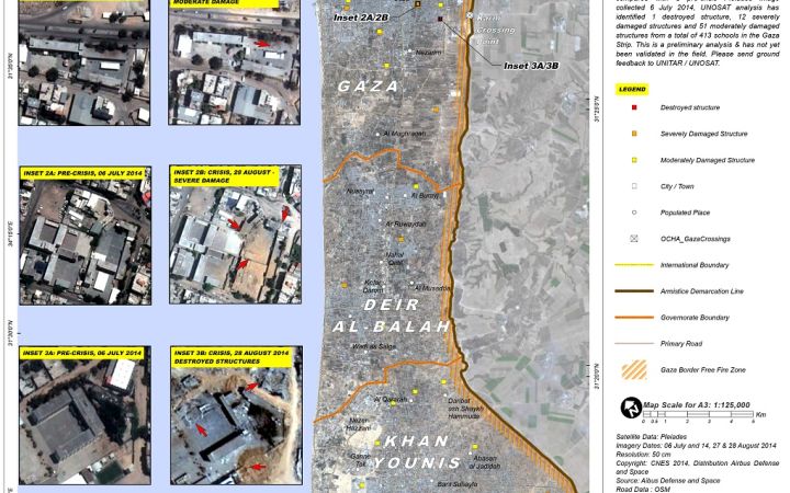 EDUCATION FACILITIES DAMAGE ASSESSMENT IN GAZA STRIP, OCCUPIED PALESTINIAN TERRITORY Map of education facilities damage assessment