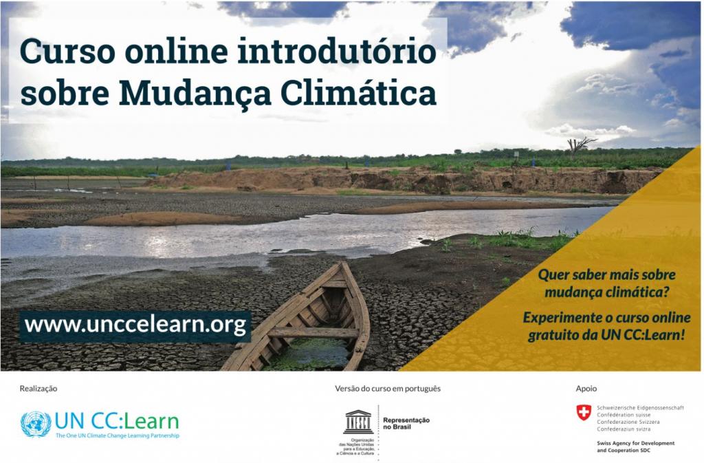 Introductory e-Course on Climate Change course flyer in Portuguese