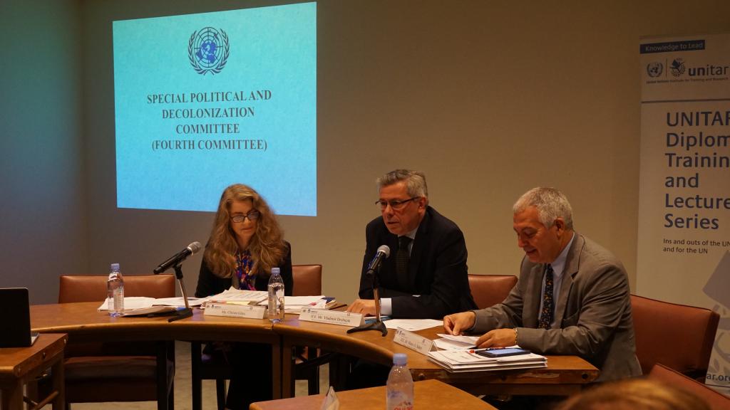 H.E. Mr. Vladimir Drobnjak of Croatia and Ms. Christa Giles brief on the Fourth Committee
