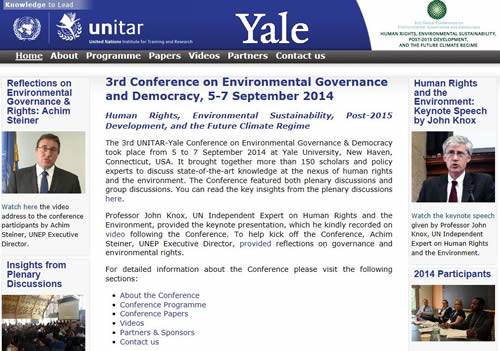 UNITAR-Yale conference website screen shot