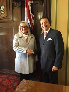 The Lord Mayor of Newcastle, Councillor Nuatali Nelmes, met with Mr. Mejia to discuss the creation of a CIFAL Centre in Newcastle