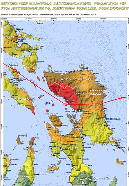 the rain accumulation in the wake of Hagupit