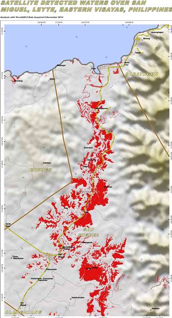 UNOSAT maps showing standing waters after the passage of the typhoon