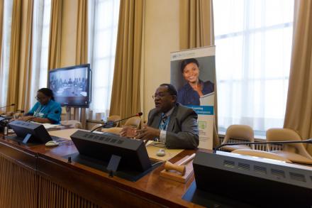 Ambassador of the Permanent Mission of the Republic of Malawi to the United Nations and other international organizations in Geneva encouraging students to think about how we can all collectively make this world a better place.