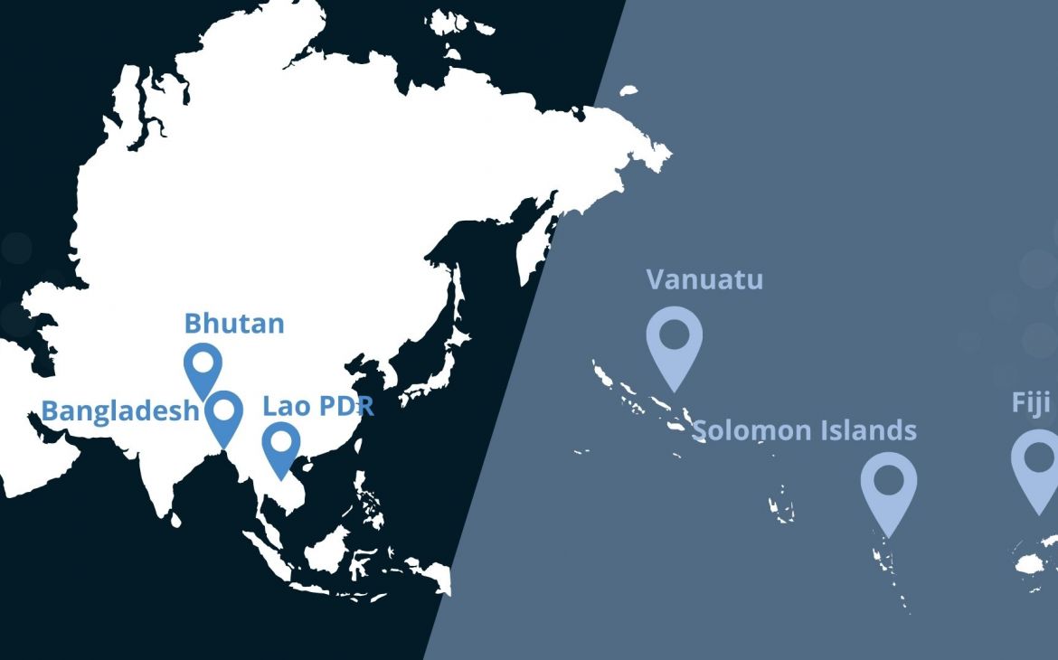Bhutan, Bangladesh, Lao PDR, Fiji, Solomon Islands, Vanuatu