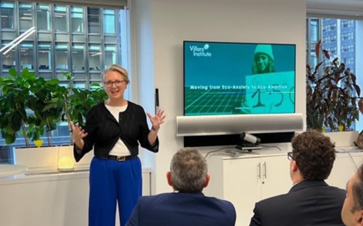 Ms. Emma Benameur of Villars institute giving some remarks at the event. Ms. Emma Benameur of Villars institute giving some remarks at the event.