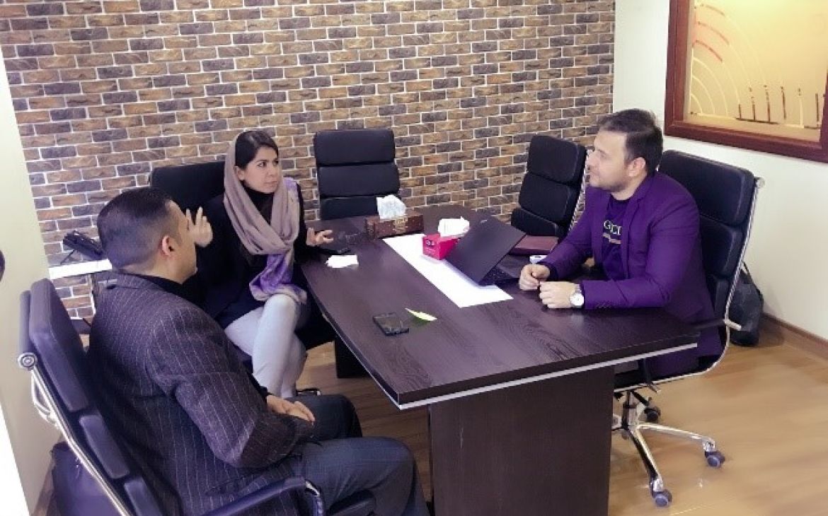 Three of our local coaches in Kabul, Afghanistan – coordinating their coaching activities and discussing support to the participants after the programme has been completed. 