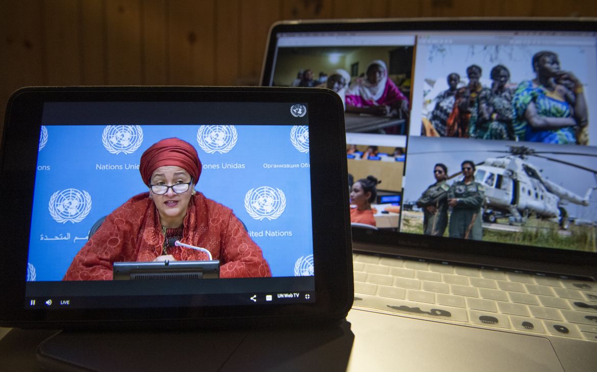 Deputy Secretary-General Amina Mohammed launches "Rise for All" during a virtual press event. "Rise for All" is a new initiative that brings together women leaders to mobilize support for the UN Recovery Trust Fund and the UN roadmap for social and economic recovery, as laid out in the new United Nations Framework for the immediate socio-economic response to COVID-19. She is joined by Achim Steiner, United Nations Development Programme Administrator.