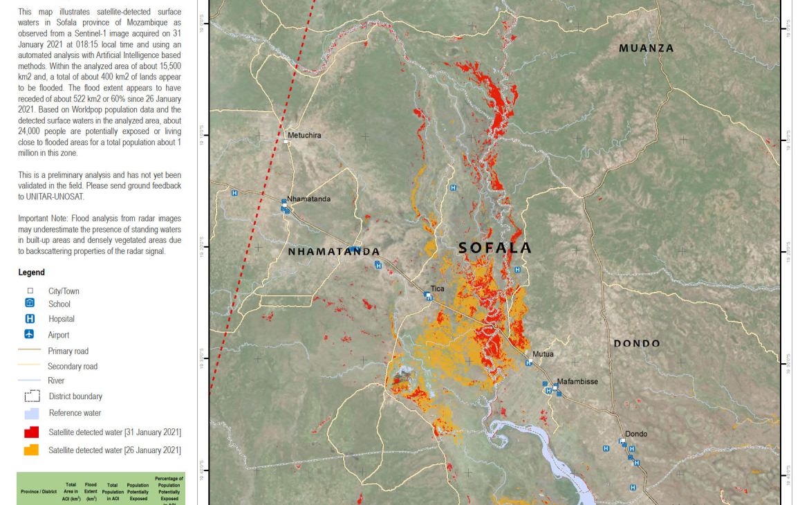 Map of Sofala province on 31st January 2021 Map of Sofala province on 31st January 2021