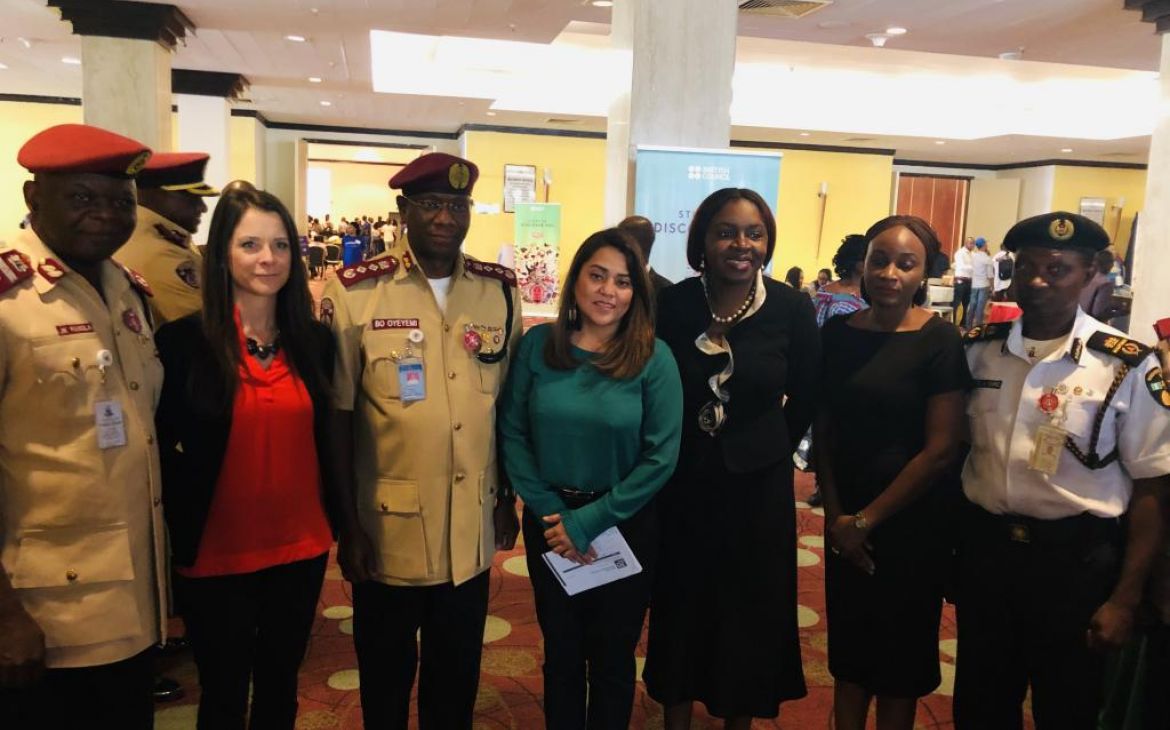 Dr. Boboye Oyeyemi, Corps Marshall of the Federal Road Safety Commission jointly with UNITAR and Diageo representatives announcing the Launch of High Visibility Enforcement Campaign in Nigeria.