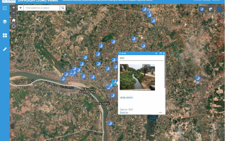 Live web map snapshot illustrating geotagged ground photos uploads (UNOSAT).