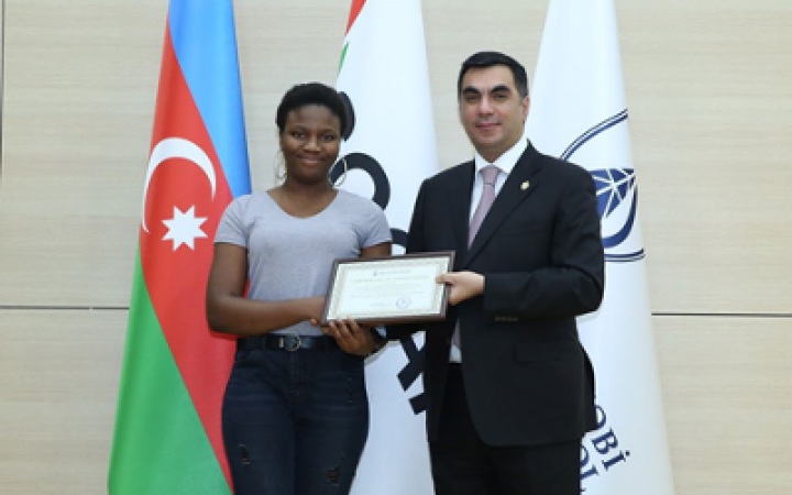 BHOS student receiving award from the rector