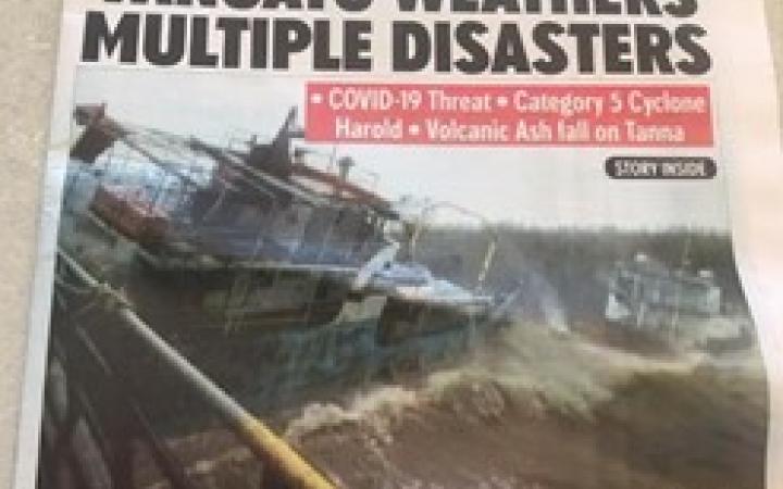 Vanuatu weathers multiple disasters, newspaper's front page
