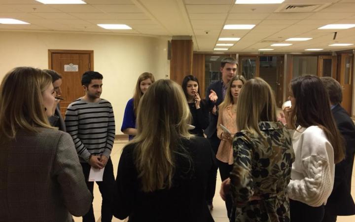 Students from MGIMO-University preparing for a negotiation simulation exercise.