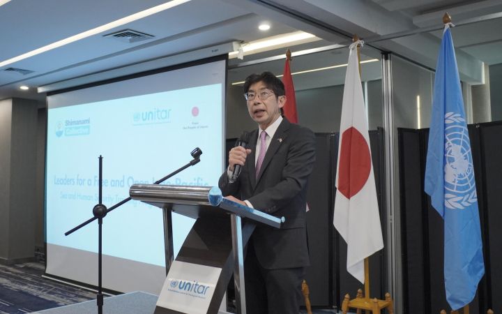 Mr. Masahiko Kiya, the Ambassador of Japan to ASEAN, giving a speech in the UNITAR Sea and Huma Security Workshop Closing in Jakarta Mr. Masahiko Kiya, the Ambassador of Japan to ASEAN, giving a speech in the UNITAR Sea and Huma Security Workshop Closing in Jakarta