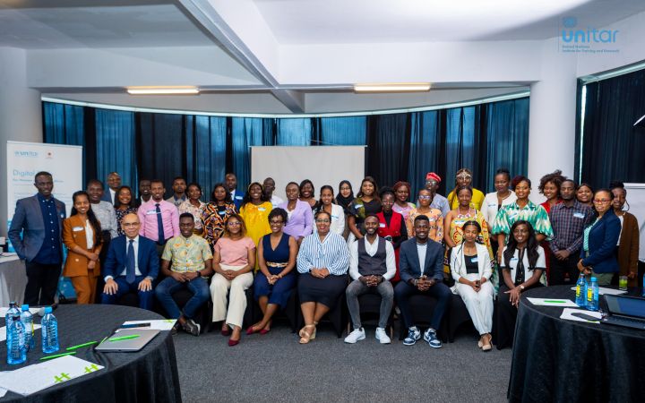 Group photo of the UNITAR “Developing Essential Digital Skills for Women and Youth in Africa” training programme Group photo of the UNITAR “Developing Essential Digital Skills for Women and Youth in Africa” training programme