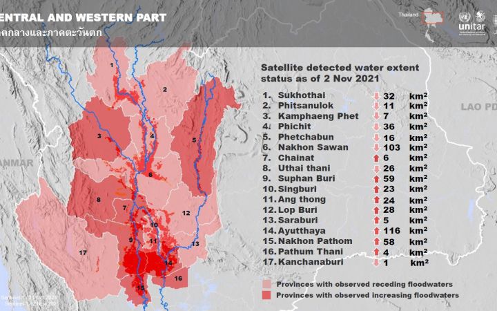 Preliminary satellite-derived flood assessment in upper central part of Thailand