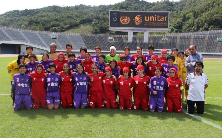 Friendly match between  the women’s national football team and Angeviolet in 2015. Friendly match between  the women’s national football team and Angeviolet in 2015.