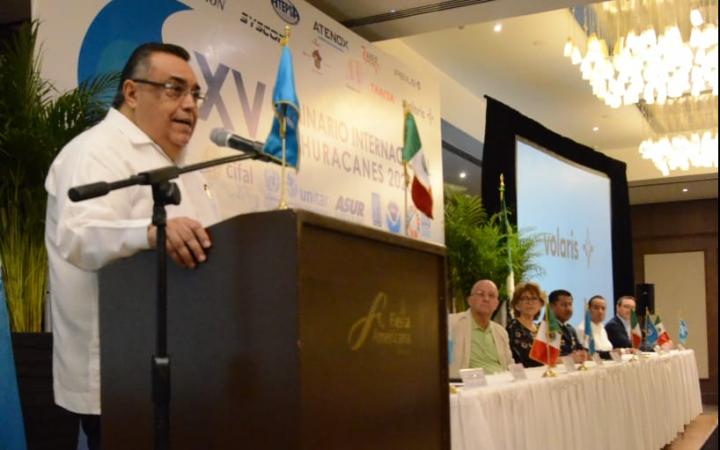 Mr. Hector Navarrete, Executive Director of CIFAL Merida and Director of ASUR, during the opening ceremony.