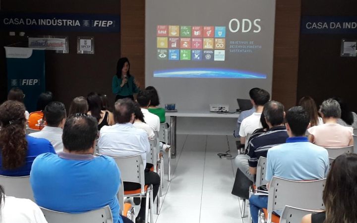 Speaker during her presentation on the important role of corporations as key stakeholders to achieve the SDGs Corporations as key stakeholders to achieve the SDGs