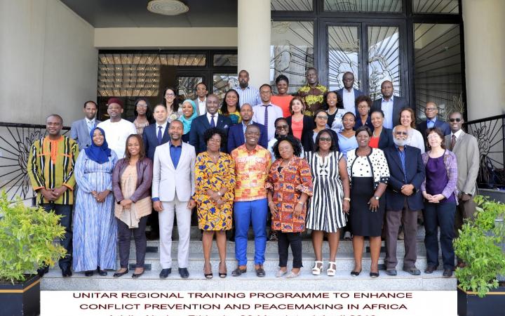 Participants, resource persons and UNITAR staff at the Regional Training Programme to Enhance Conflict Prevention and Peacemaking in Africa 