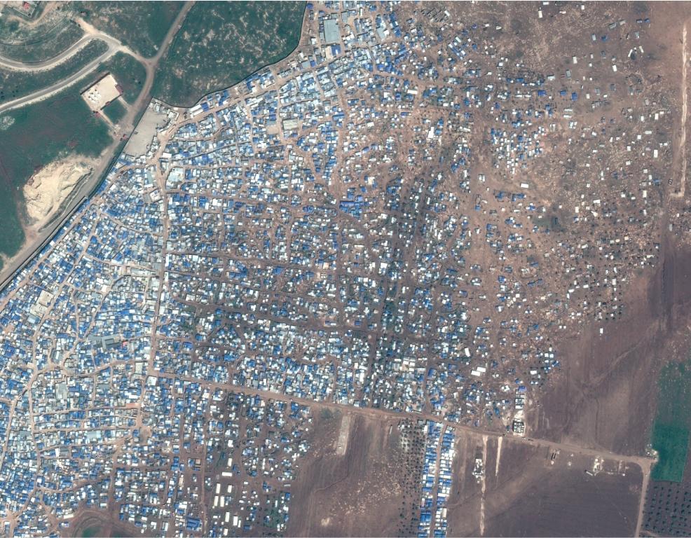 Close-up view of the Atmeh IDP camp in Idlib Governorate (Syria), one of the areas analyzed by UNOSAT (© CNES (2017), Distribution AIRBUS DS)