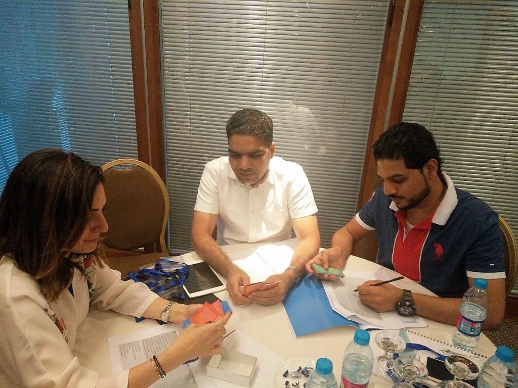 Photo 2: Participants from Lebanon and Oman testing the Skills Assessment cards.